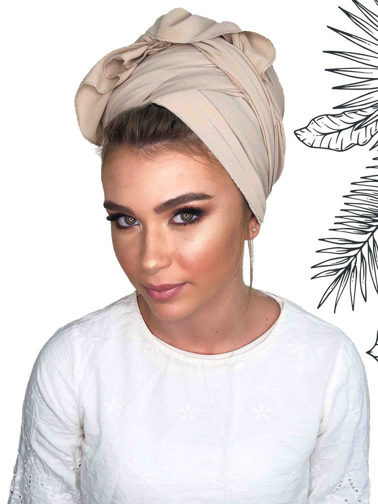 מטפחת לונג מעוצבת ללא רקמה AM20 דגם Floral Coffee